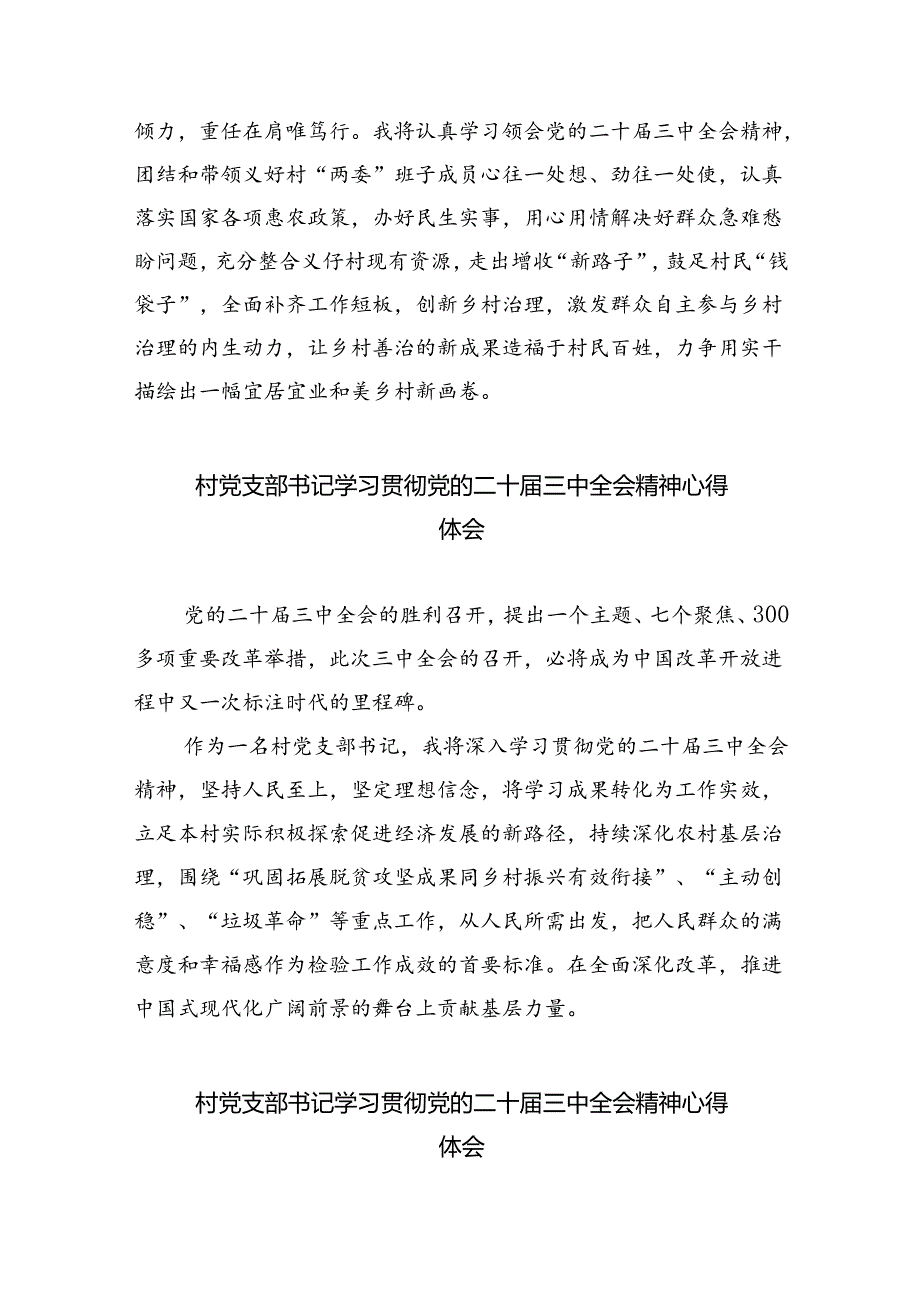 （9篇）驻村党支部第一书记学习贯彻党的二十届三中全会精神心得体会（精选）.docx_第3页