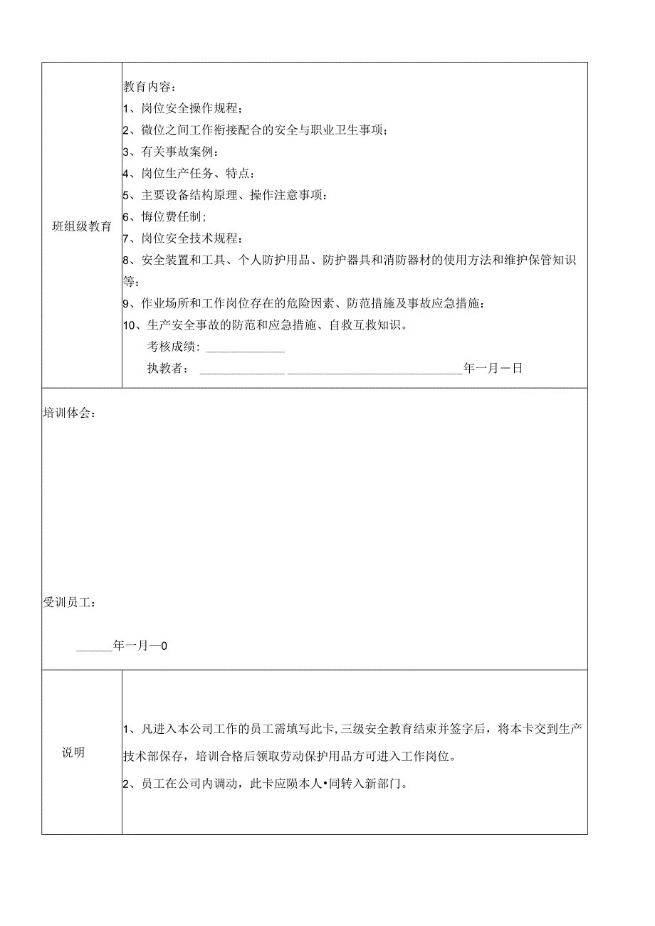 XX餐饮股份有限公司职工安全教育培训档案 （2024年）.docx_第3页