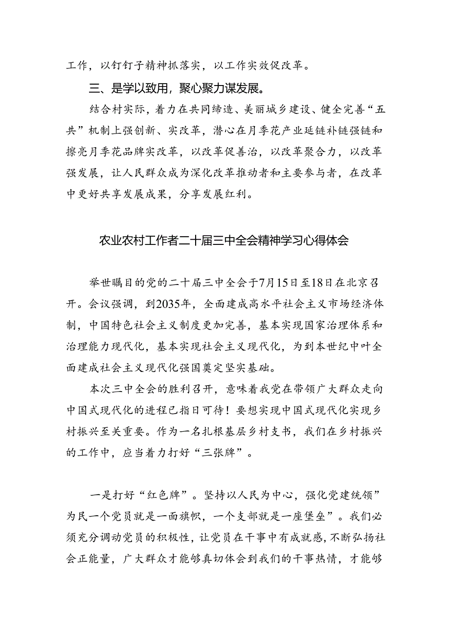 （9篇）基层驻村干部学习二十届三中全会专题研讨材料范文.docx_第3页