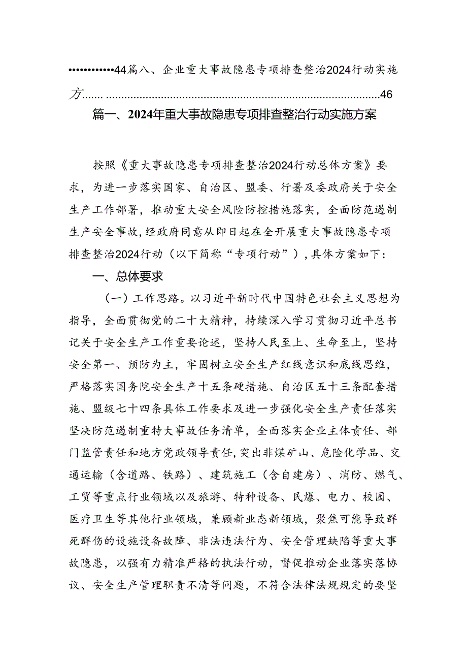 2024年重大事故隐患专项排查整治行动实施方案（共8篇）.docx_第2页