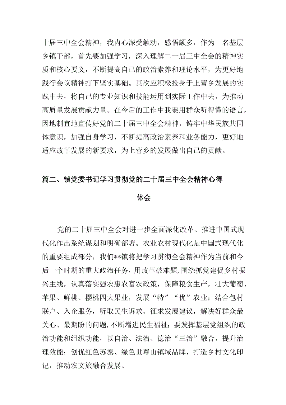 (八篇)基层乡镇干部学习二十届三中全会精神专题研讨材料（精选）.docx_第2页