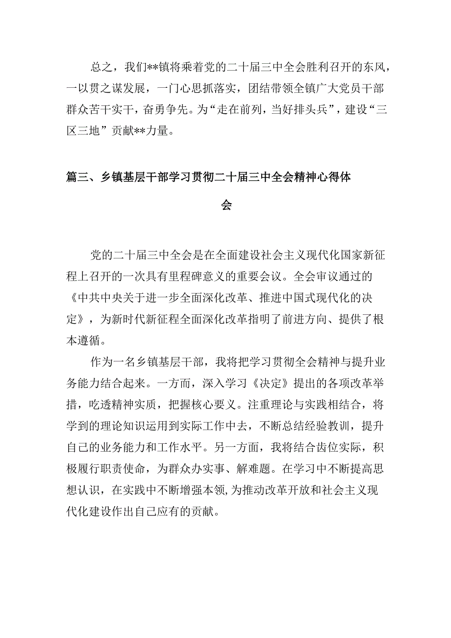 (八篇)基层乡镇干部学习二十届三中全会精神专题研讨材料（精选）.docx_第3页