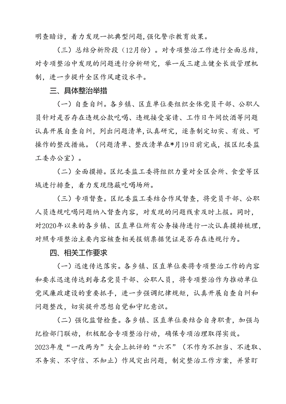 (六篇)2024年关于开展违规吃喝专项整治的工作方案汇编.docx_第2页