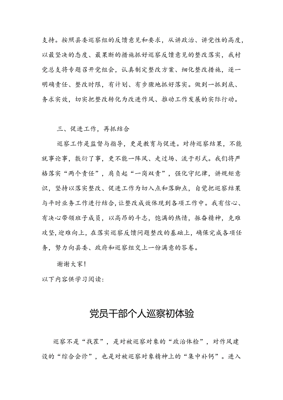 村党总支书记在县委巡察组巡察村党总支后表态发言稿.docx_第2页