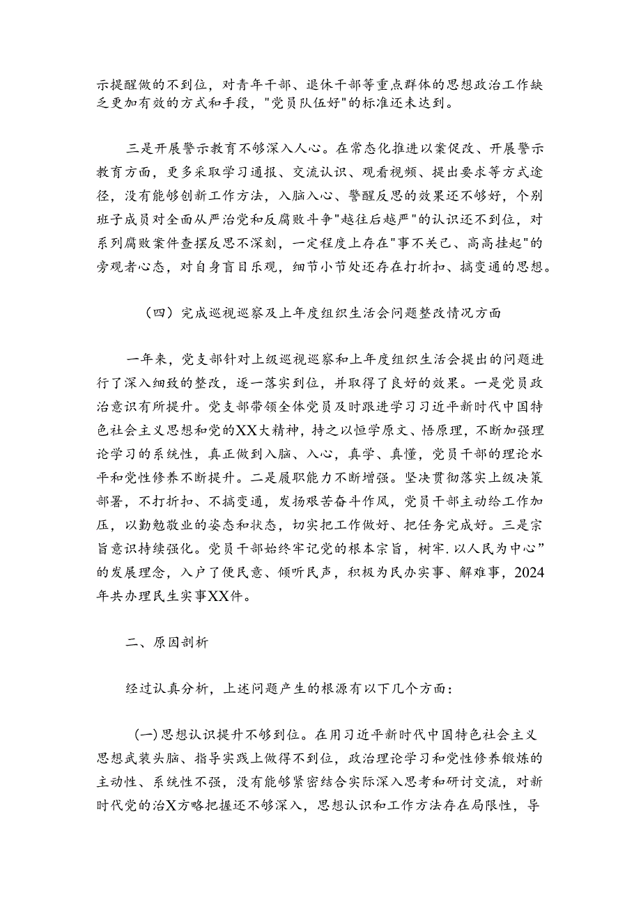 党支部2024-2025年度组织生活会支部班子对照检查材料.docx_第3页