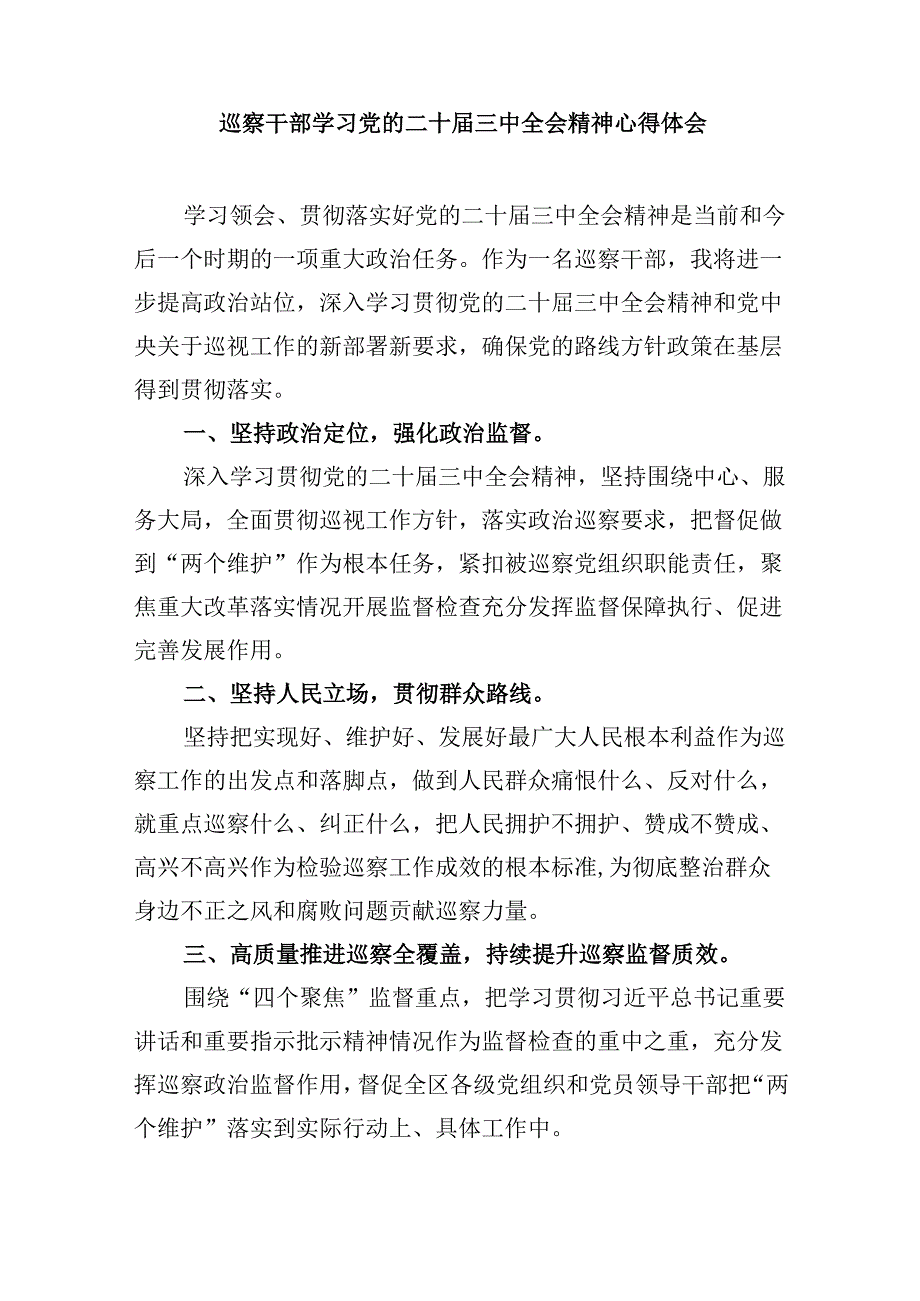 巡察办主任巡察组组长学习二十届三中全会精神心得体会(精选五篇合集).docx_第2页