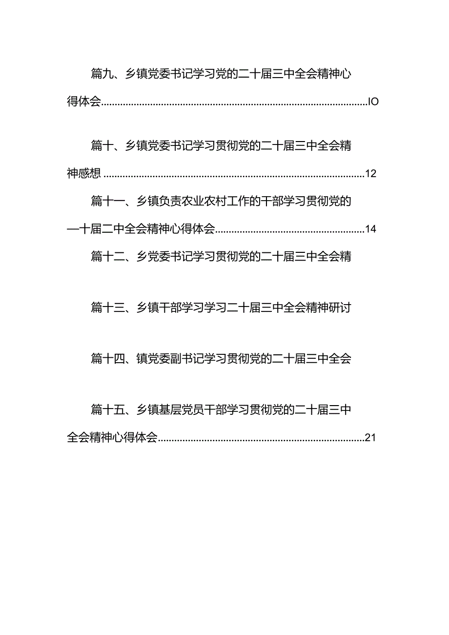 （15篇）镇党委书记学习党的二十届三中全会精神心得体会集合.docx_第2页