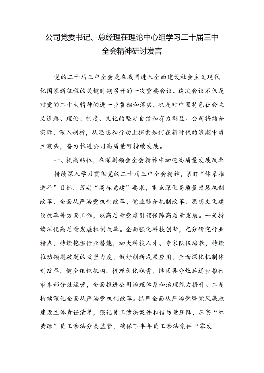 公司党委书记副书记总经理学习二十届三中全会精神研讨发言2篇（含理论中心组）.docx_第2页