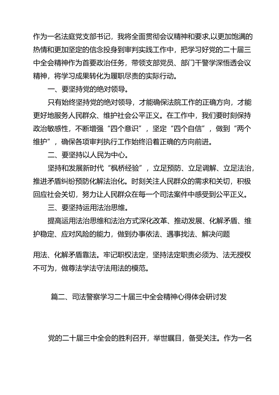 （13篇）法庭党支部书记学习二十届三中全会专题研讨材料范文.docx_第2页