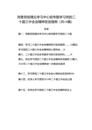 (18篇)党委党组理论学习中心组专题学习党的二十届三中全会精神发言提纲（最新版）.docx