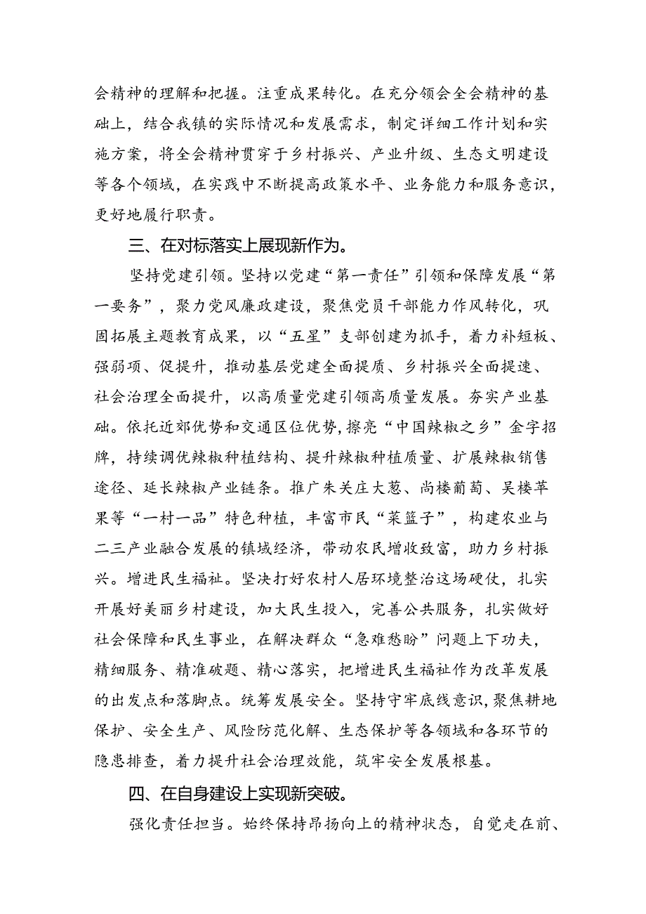 （11篇）镇基层领导干部学习贯彻党的二十届三中全会精神心得体会专题资料.docx_第2页