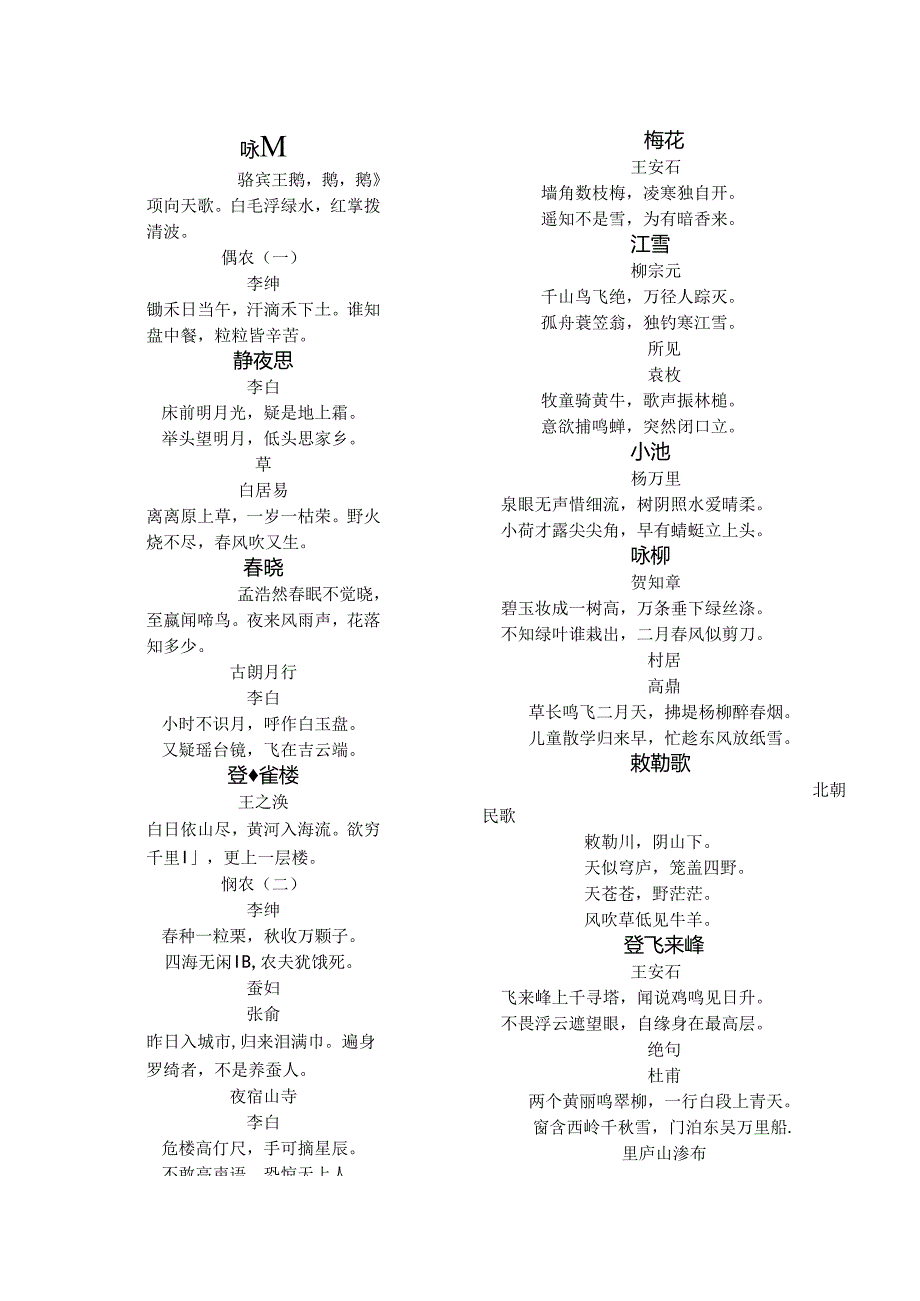 小学诗词收集模板[1].docx_第1页