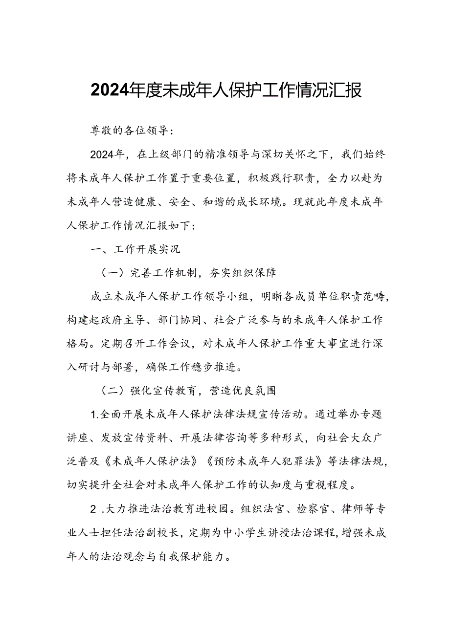 2024年度未成年人保护工作情况汇报.docx_第1页