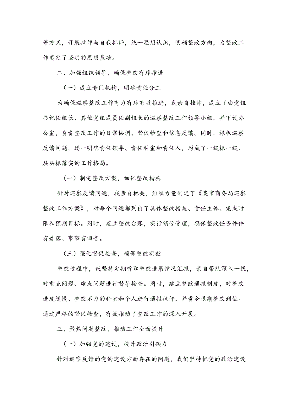 某市商务局党组书记落实巡察整改第一责任人责任情况报告.docx_第2页