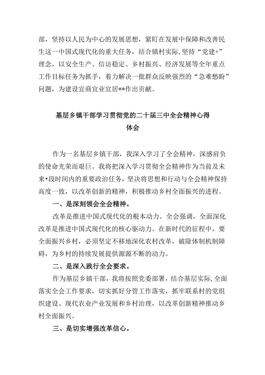 乡镇领导干部学习贯彻党的二十届三中全会精神心得体会8篇（精选）.docx_第2页