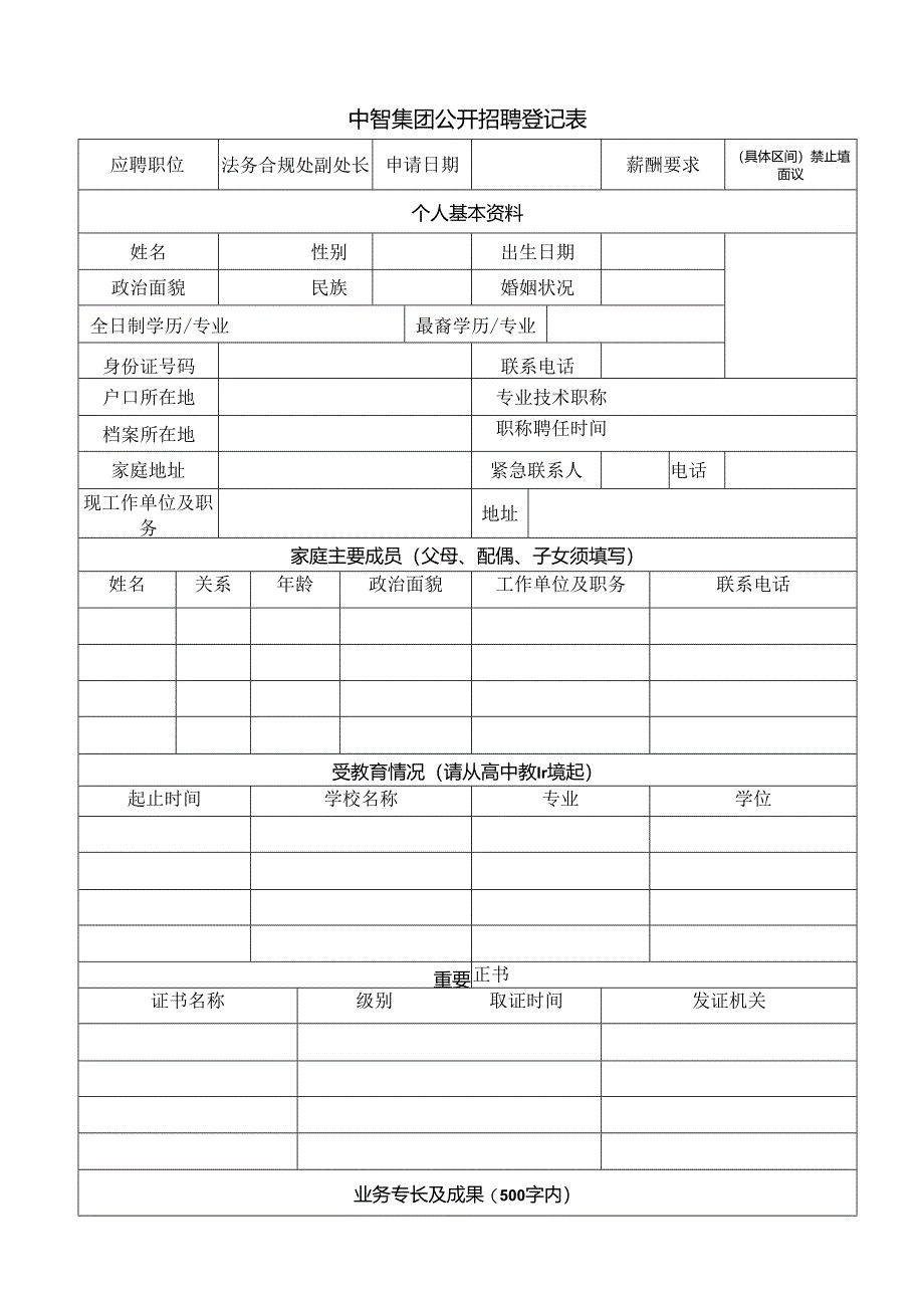 亚信集团应聘人员登记表.docx_第1页