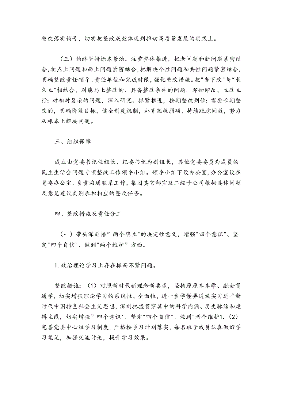 集团公司2024-2025年度党员领导干部民主生活会整改工作方案.docx_第2页