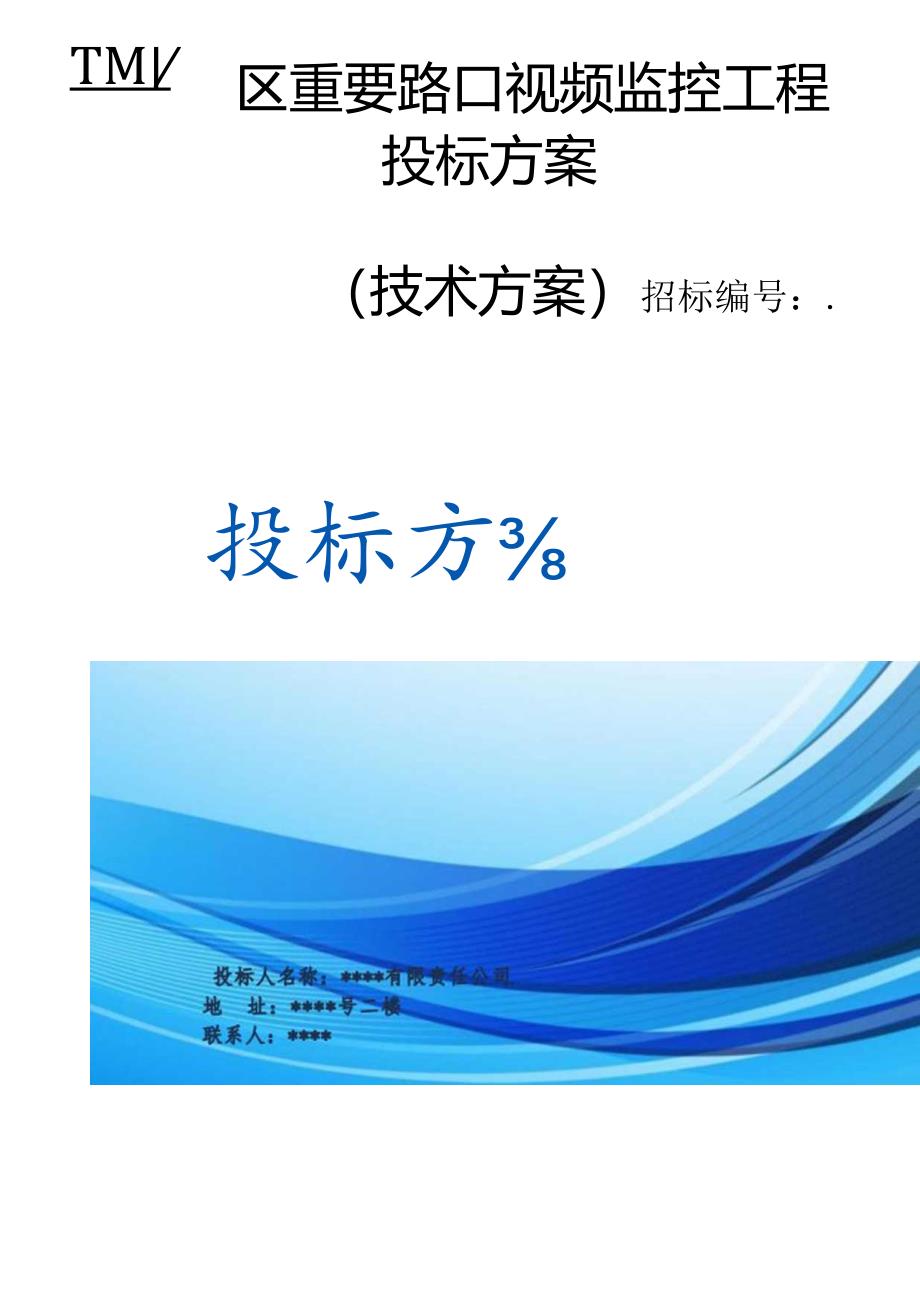 工业园区重要路口视频监控工程 投标方案（技术方案）.docx_第1页