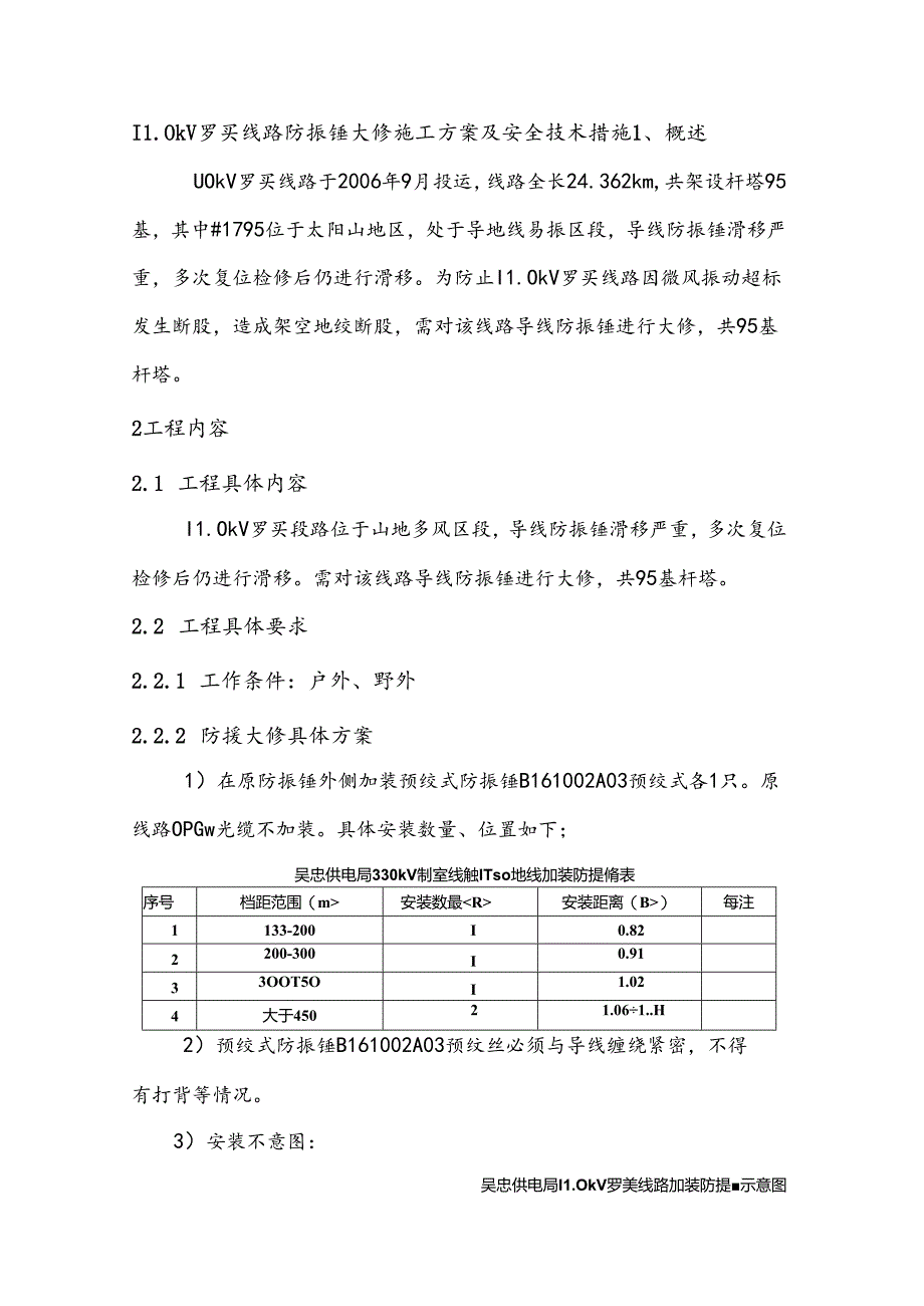 110kV罗买线路防振锤大修施工方案及安全技术措施.docx_第1页