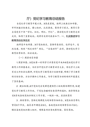 厅党纪学习教育总结报告.docx