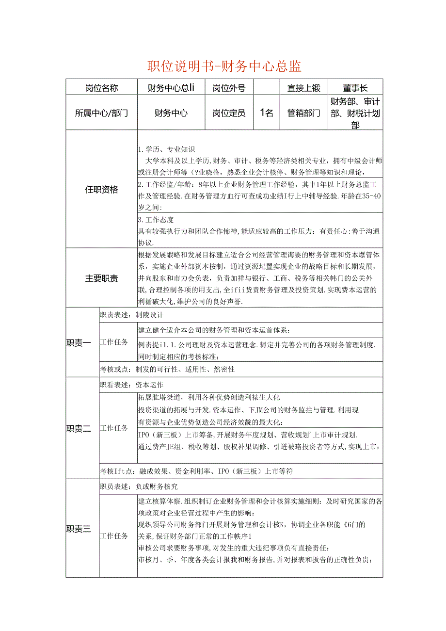 岗位说明书-财务总监.docx_第1页