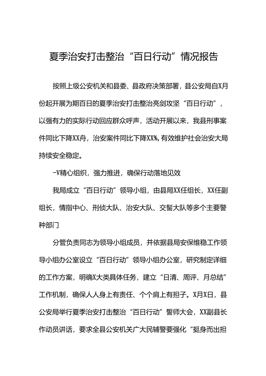 派出所2024公安夏季治安打击整治行动情况报告10篇.docx_第1页