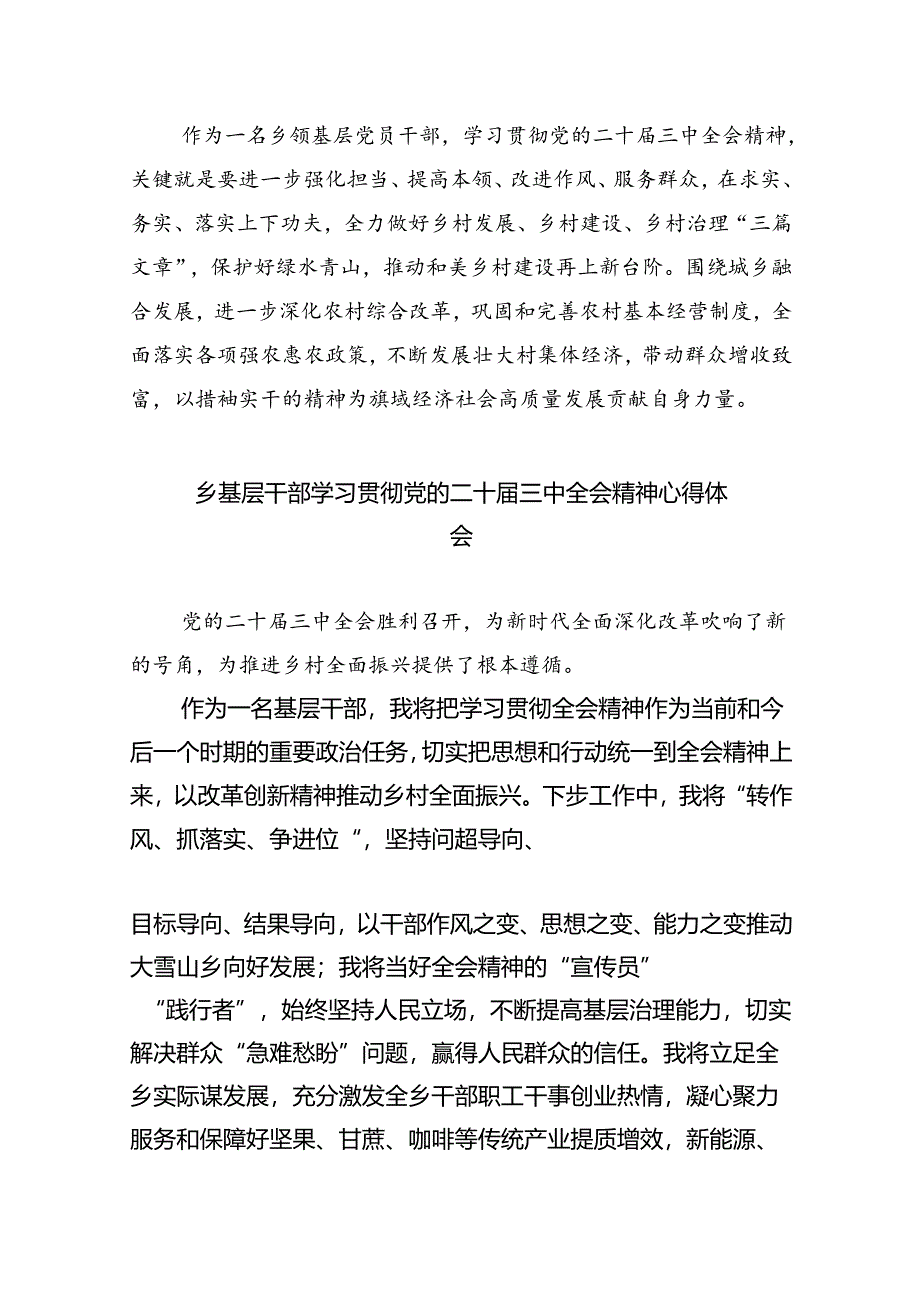 镇党委书记学习贯彻党的二十届三中全会精神心得体会8篇(最新精选).docx_第3页