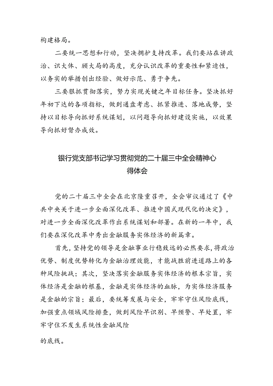 银行分行纪委书记学习二十届三中全会精神研讨发言（共五篇）.docx_第2页