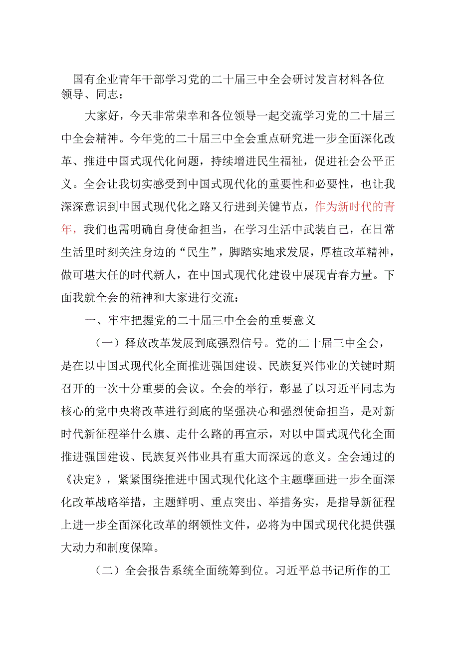 青年干部教师年轻党员学习党的二十届三中全会研讨发言材料4篇.docx_第2页