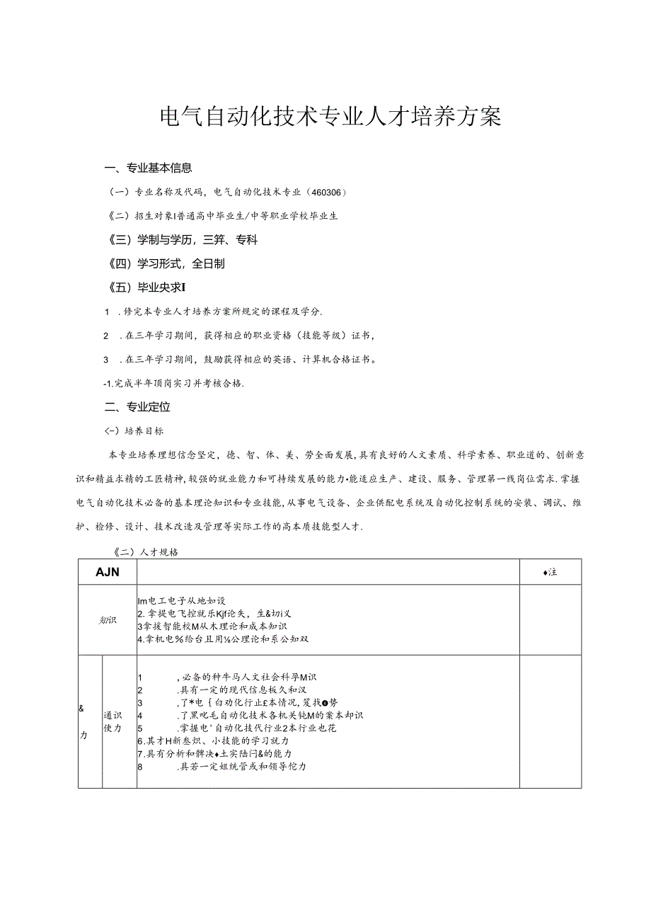 职业技术学校电气自动化技术专业人才培养方案.docx_第3页