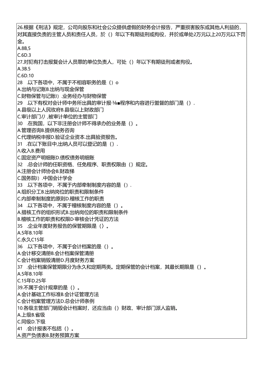 XXXX年会计从业资格考试试题及答案财经法规.docx_第3页
