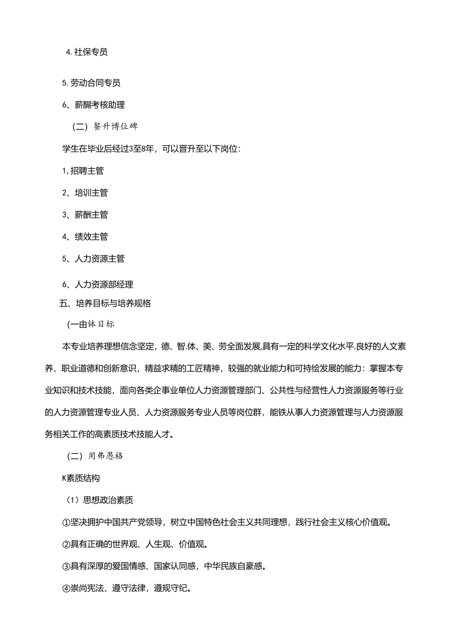 人力资源管理专业人才培养方案.docx_第2页