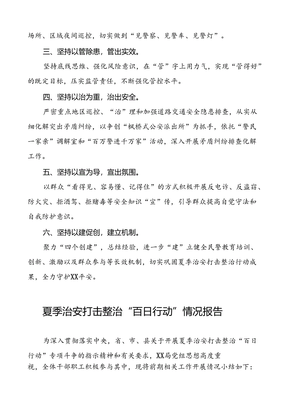 2024年持续推进夏季治安打击整治行动情况报告(24篇).docx_第3页