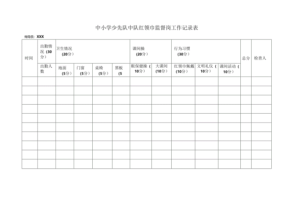 中小学少先队中队红领巾监督岗工作记录表.docx_第1页