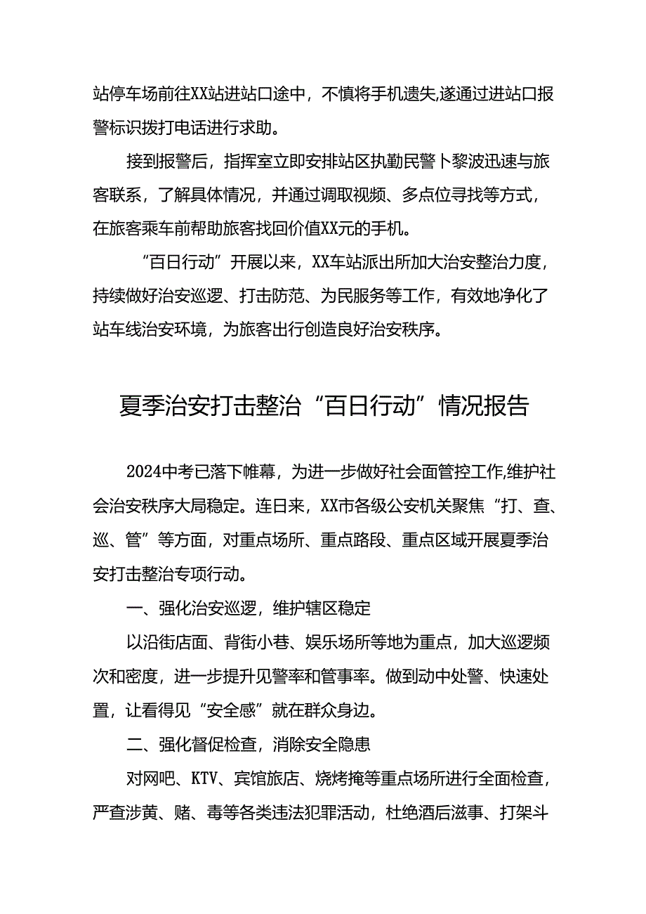 2024年持续推进夏季治安打击整治行动情况报告二十一篇.docx_第2页