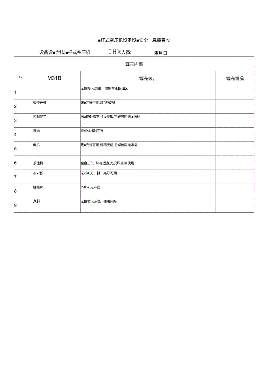 螺杆式空压机设备设施安全隐患排查表.docx_第1页