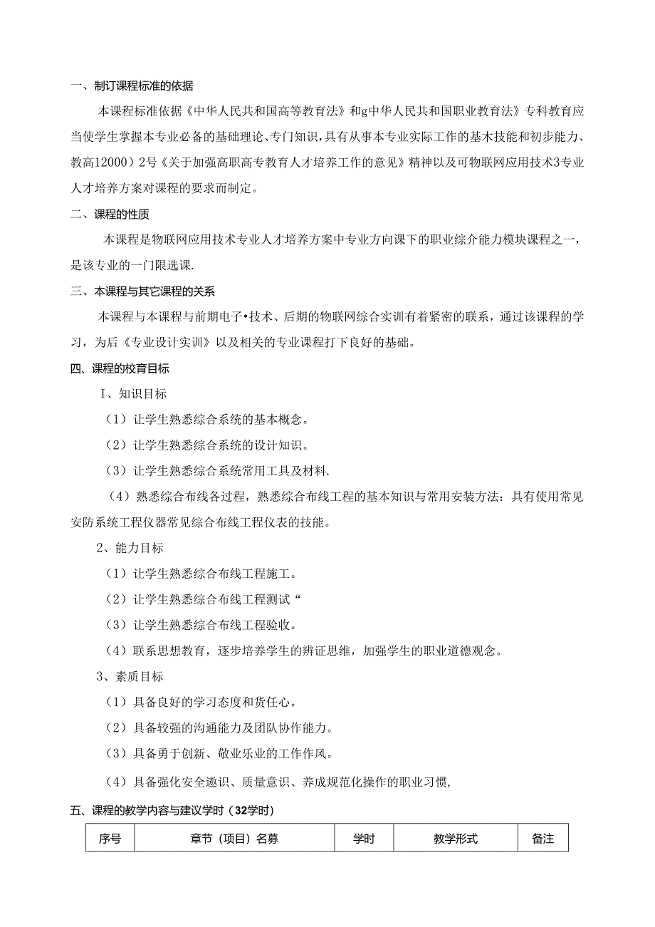 《物联网工程布线》课程标准.docx_第2页