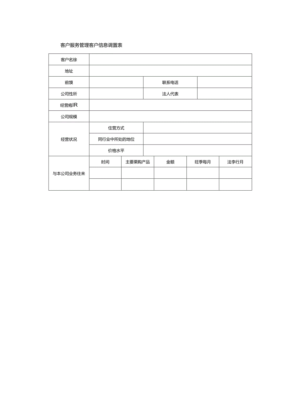 客户服务管理客户信息调查表.docx_第1页