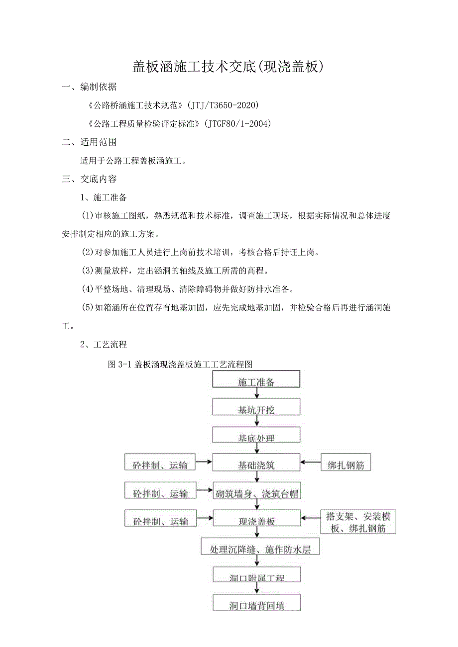 盖板涵施工技术交底（现浇）.docx_第1页