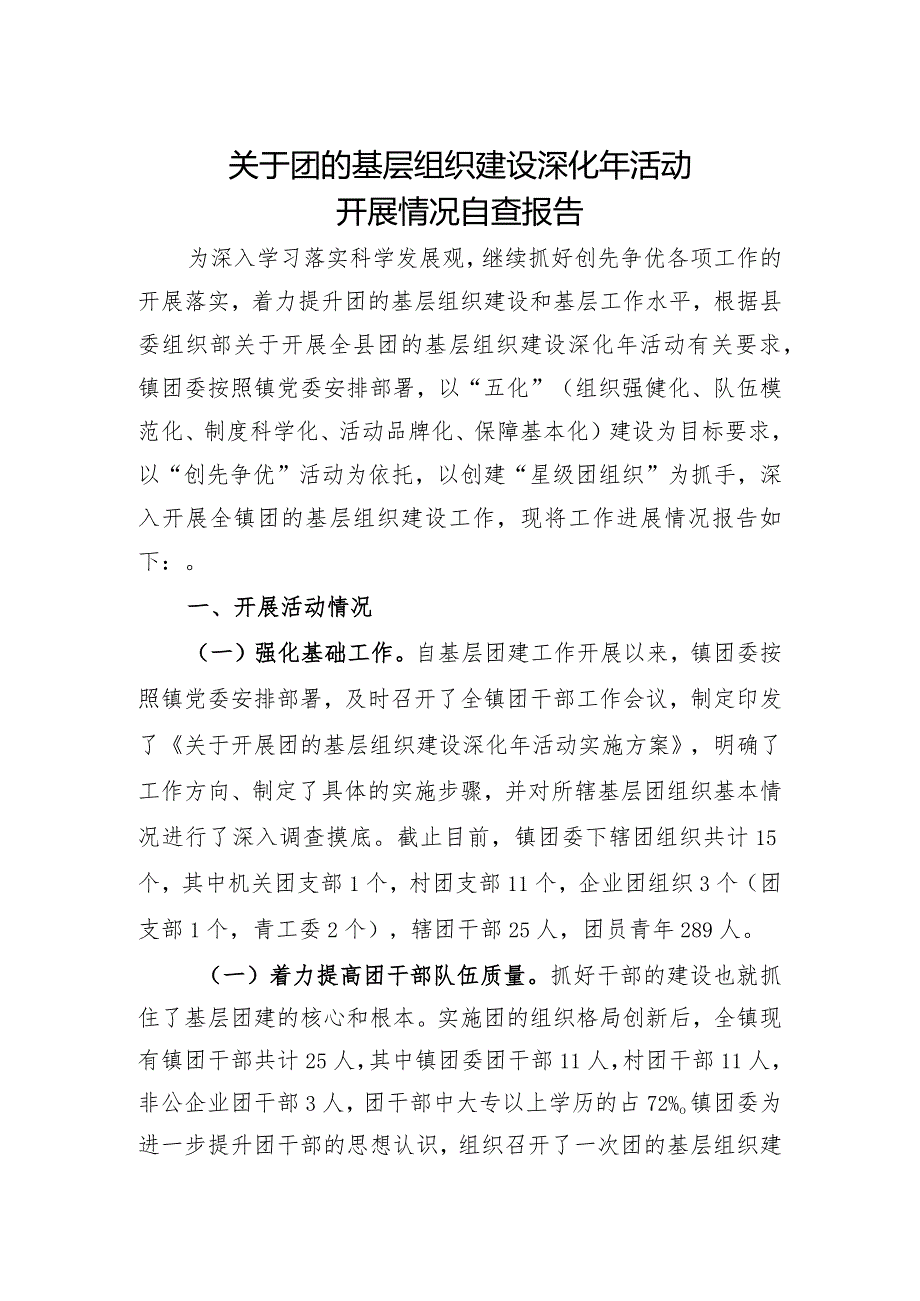 镇团委基层团建工作自查报告.docx_第1页