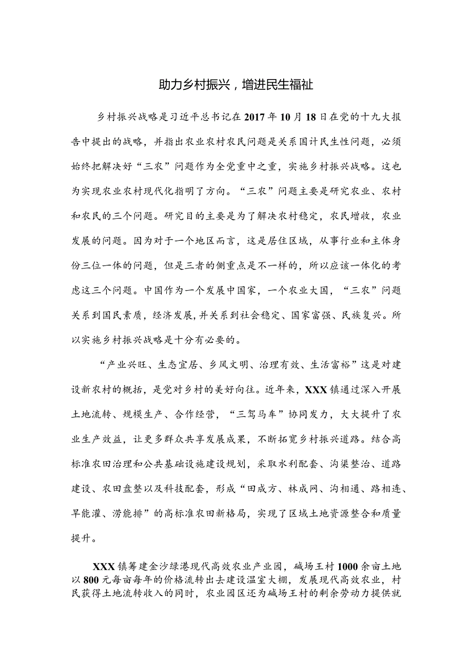 助力乡村振兴增进民生福祉.docx_第1页