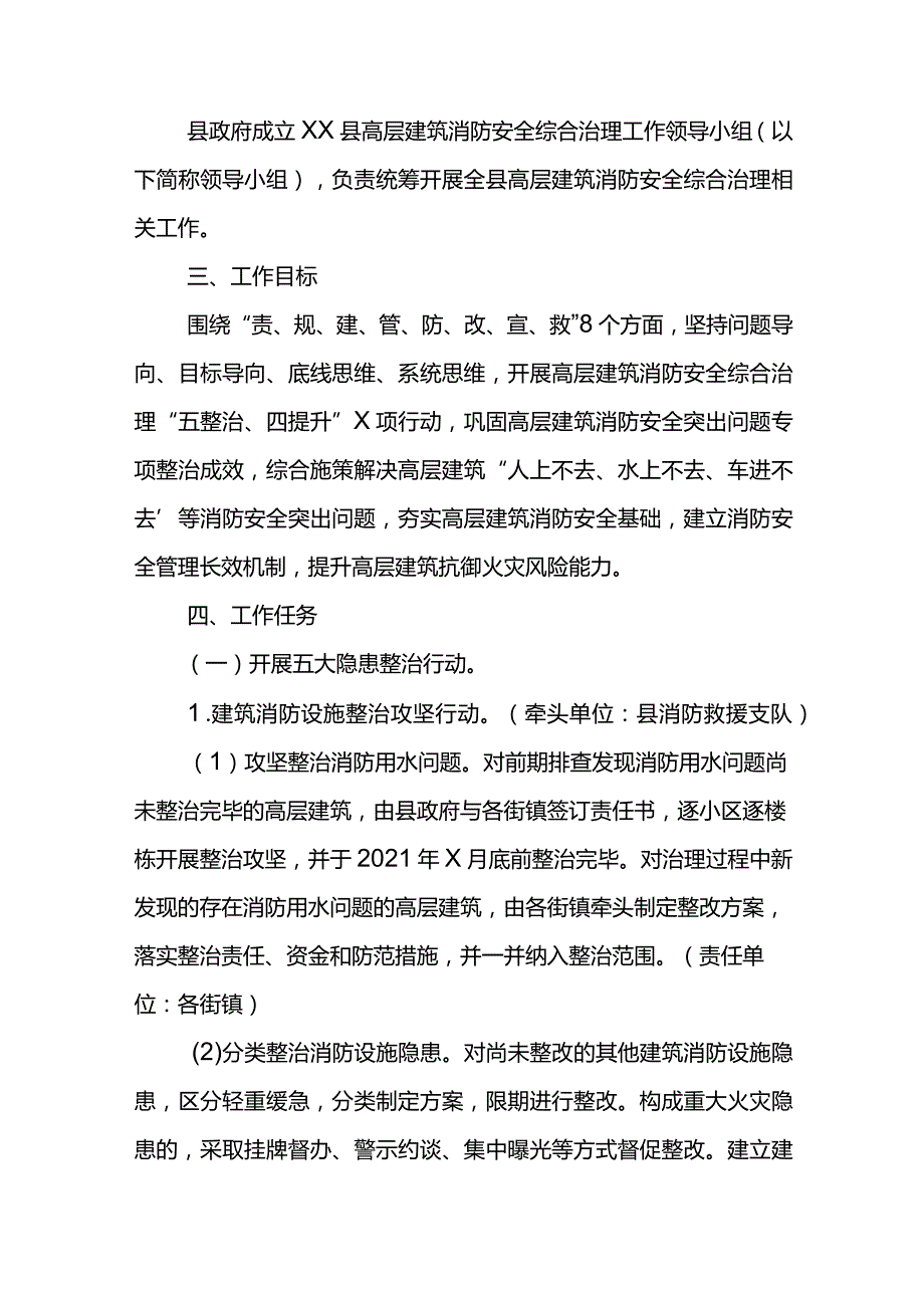 XX县2021年高层建筑消防安全综合治理工作方案.docx_第2页