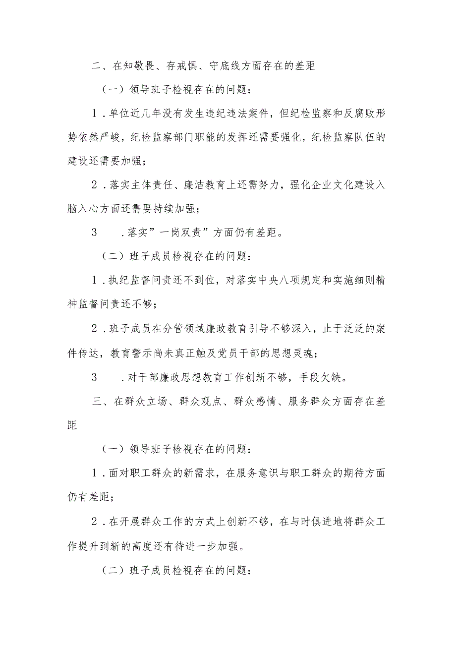 2024主题教育领导班子及班子成员检视问题清单与批评意见汇总.docx_第2页