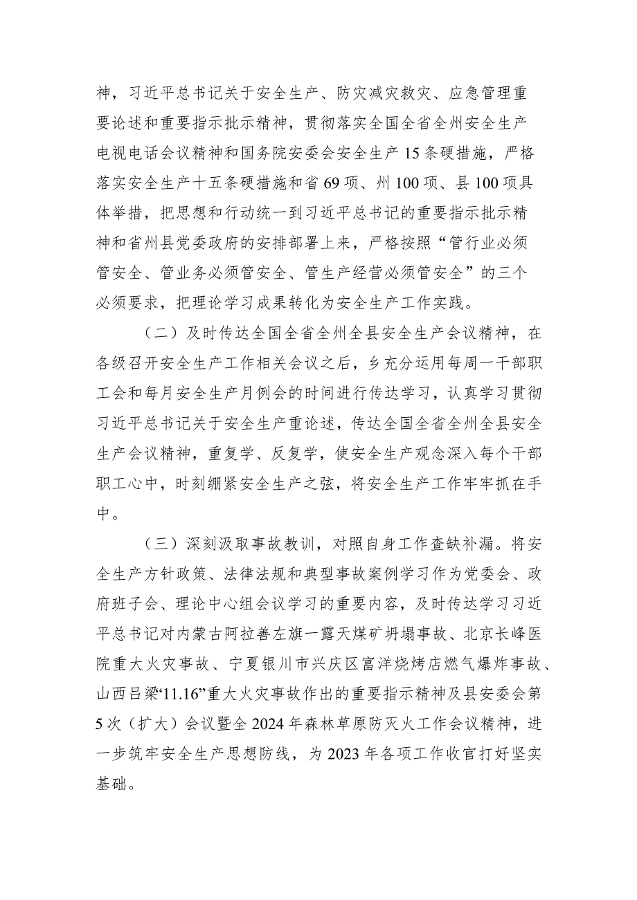 乡2023年安全生产目标责任制自检自查报告.docx_第2页