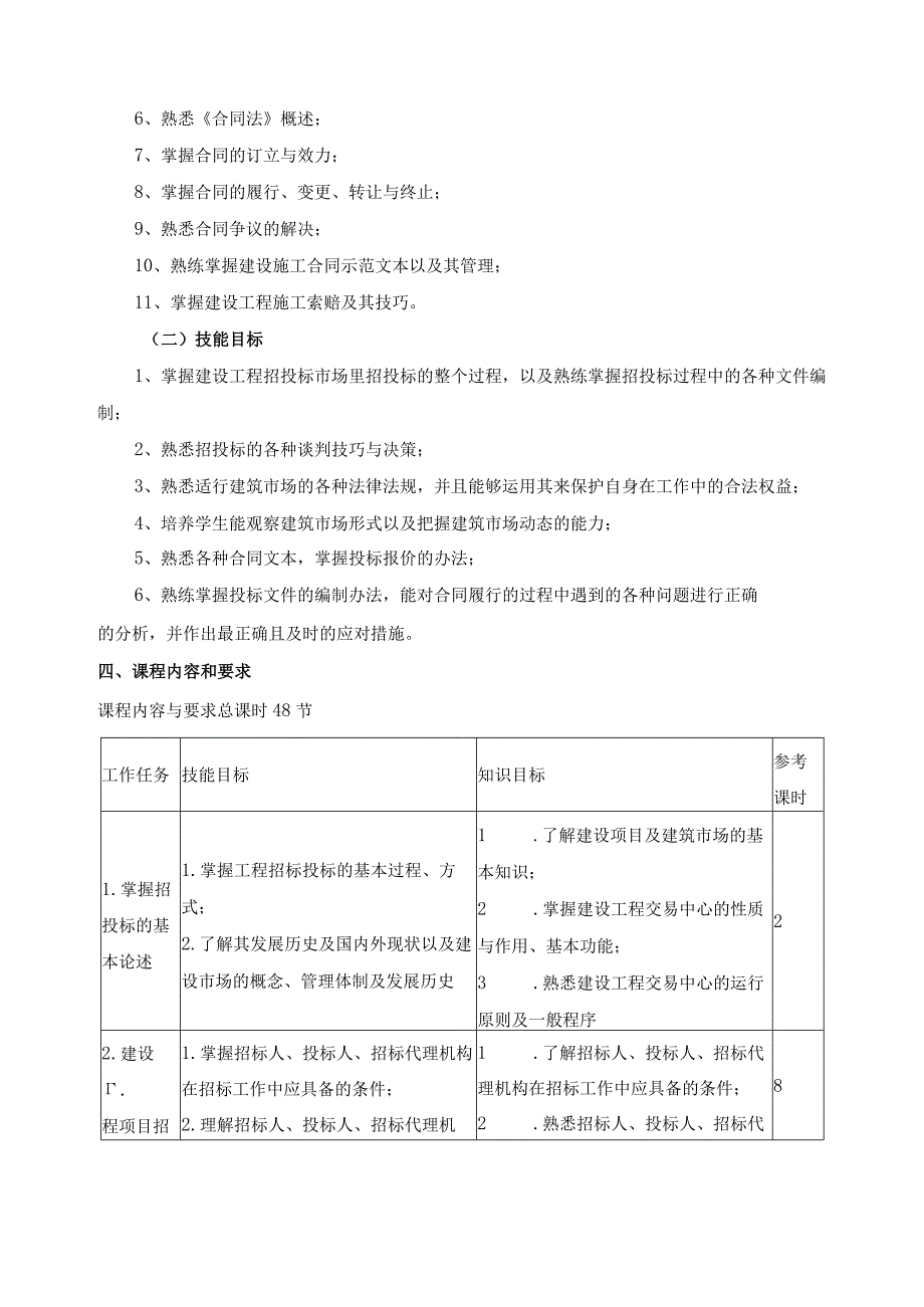 《工程招投标》课程标准.docx_第2页