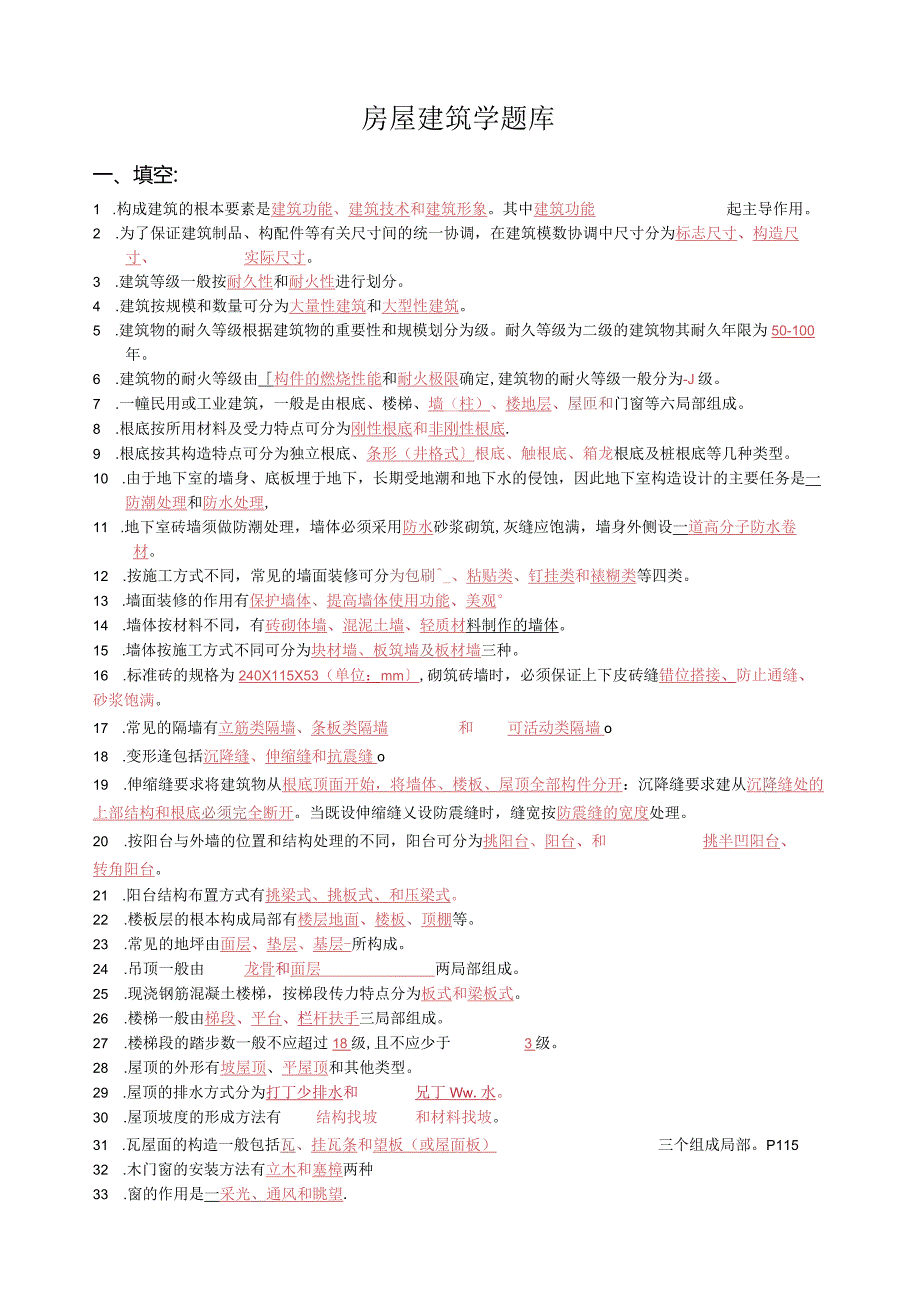 房屋建筑学题库完整版.docx_第1页