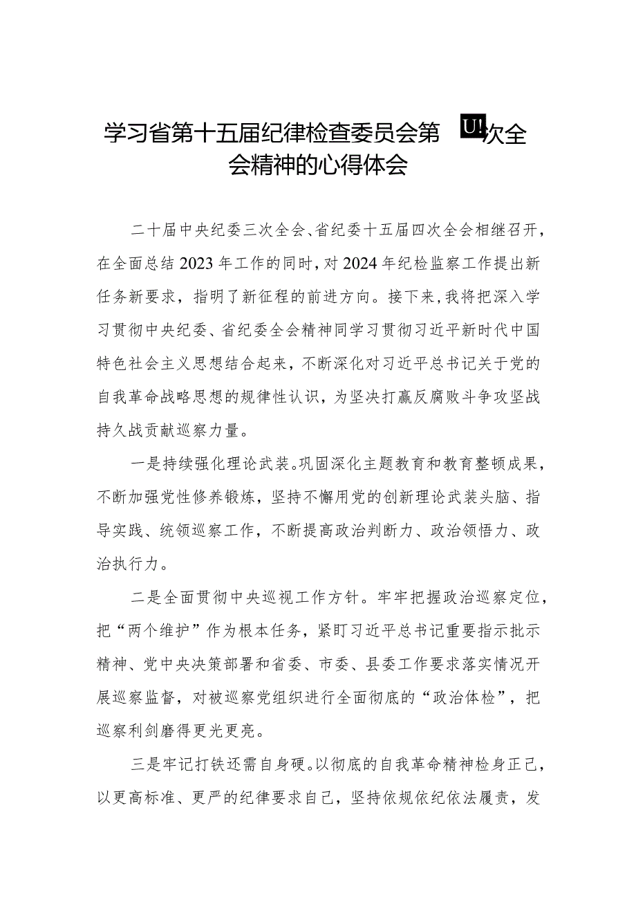 学习省第十五届纪律检查委员会第四次全会精神心得体会发言材料十二篇.docx_第2页