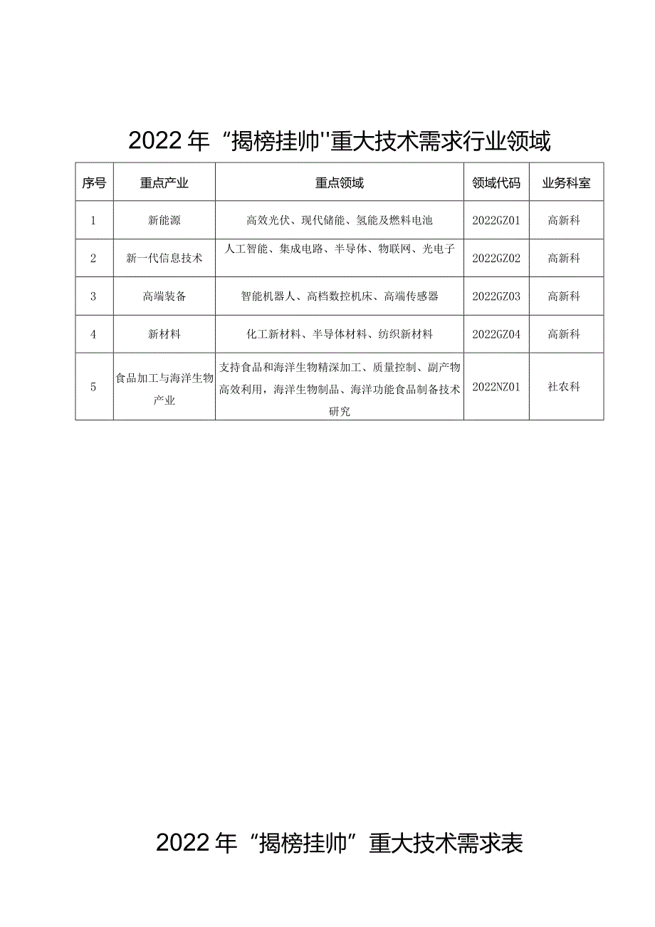 2022年“揭榜挂帅”重大技术需求行业领域.docx_第1页