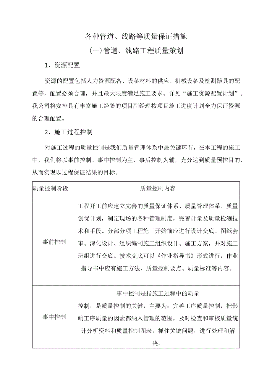 管道线路质量保证措施.docx_第1页