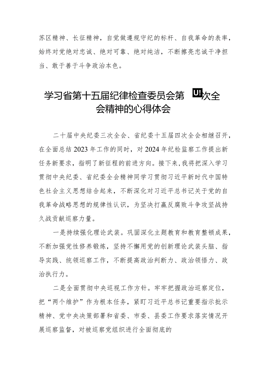 2024年江西省纪委十五届四次全会精神心得体会交流发言十五篇.docx_第2页